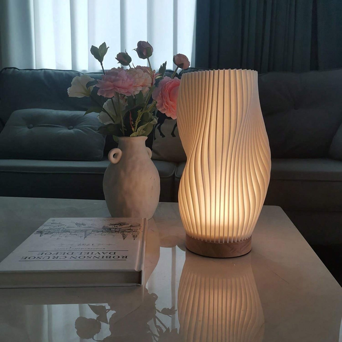 Lampe de table LED – Lampe apaisante design vague élégante pour maison et bureau