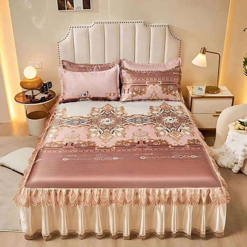 Draps de lit en dentelle – Linge de lit élégant à volants pour décoration intérieure