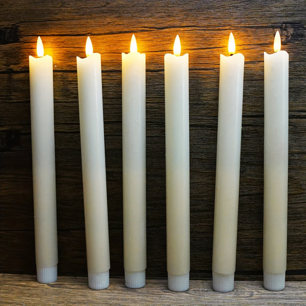 Bougies LED sans Flamme – Ensemble de 6 Bougies Coniques Élégantes et Sûres pour Décoration Maison et Bureau