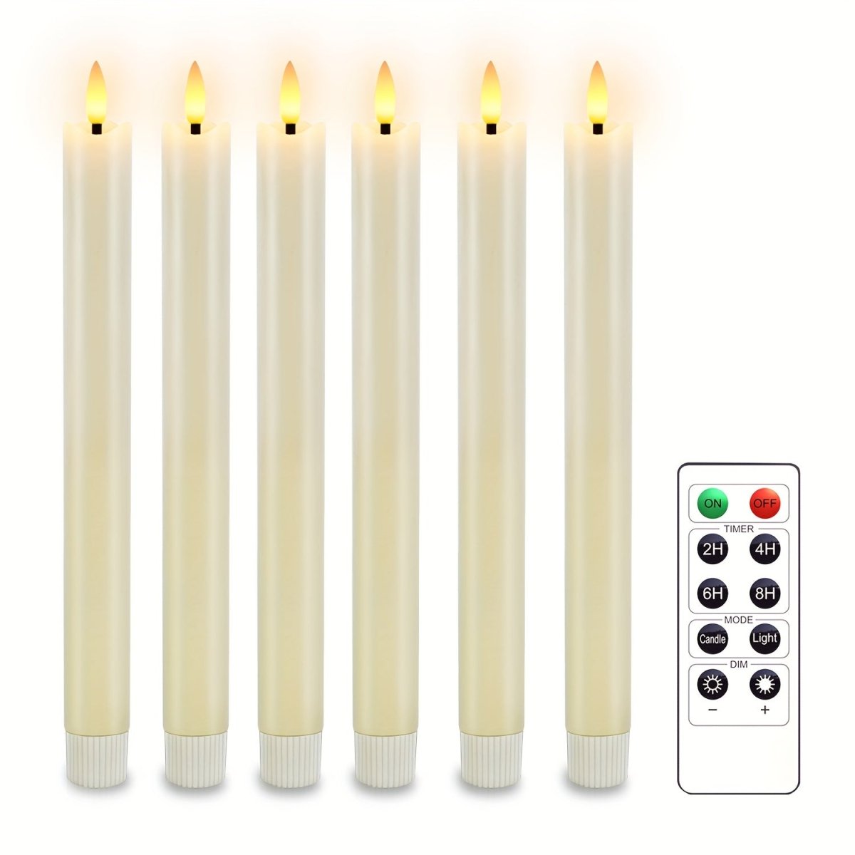 Bougies LED sans Flamme – Ensemble de 6 Bougies Coniques Élégantes et Sûres pour Décoration Maison et Bureau