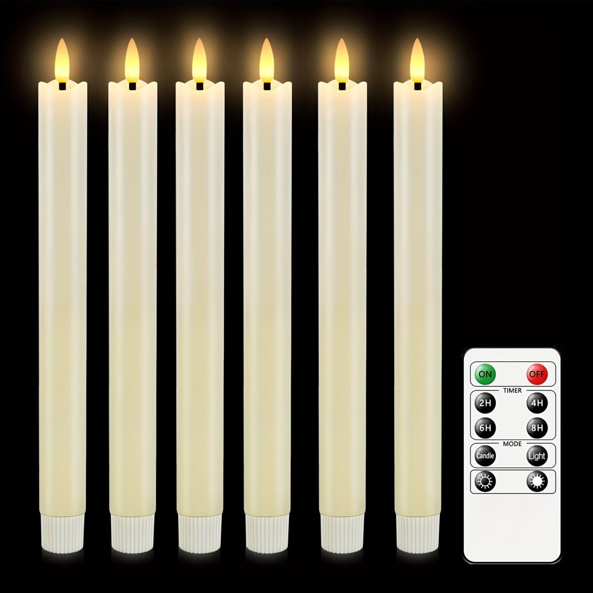 Bougies LED sans Flamme – Ensemble de 6 Bougies Coniques Élégantes et Sûres pour Décoration Maison et Bureau