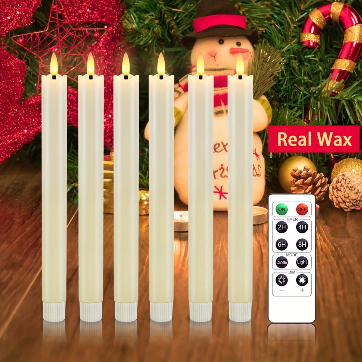 Bougies LED sans Flamme – Ensemble de 6 Bougies Coniques Élégantes et Sûres pour Décoration Maison et Bureau