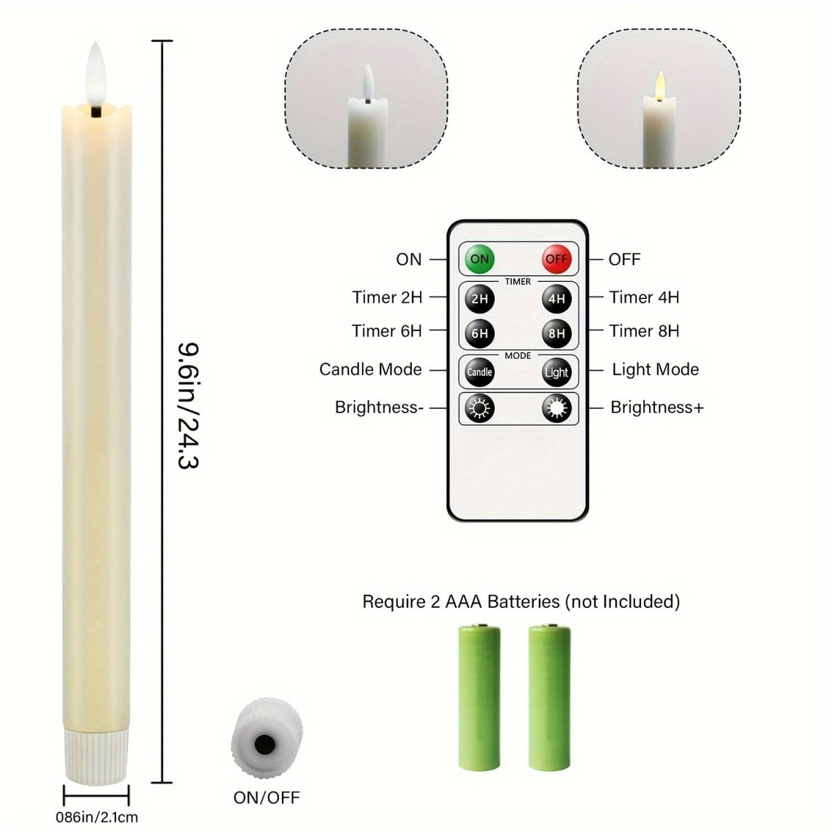 Bougies LED sans Flamme – Ensemble de 6 Bougies Coniques Élégantes et Sûres pour Décoration Maison et Bureau