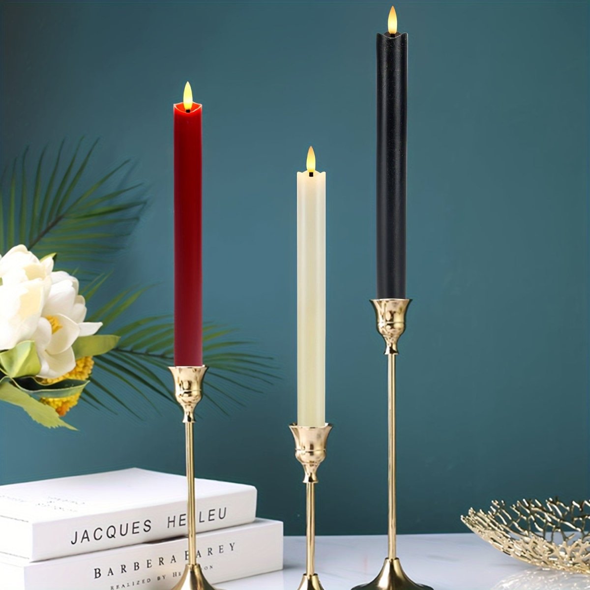 Bougies LED sans Flamme – Ensemble de 6 Bougies Coniques Élégantes et Sûres pour Décoration Maison et Bureau