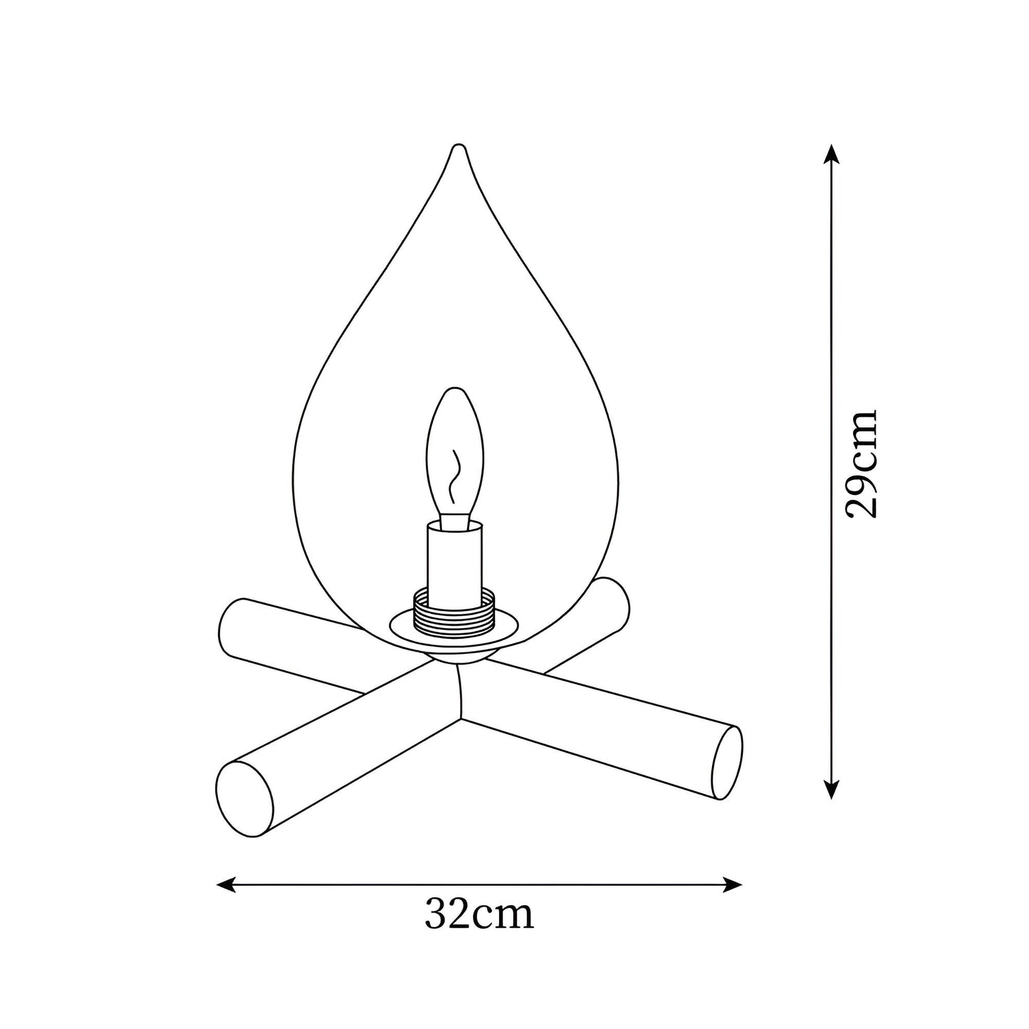 Lampe de table décorative – Lampe de feu de camp avec base en bois chaleureuse