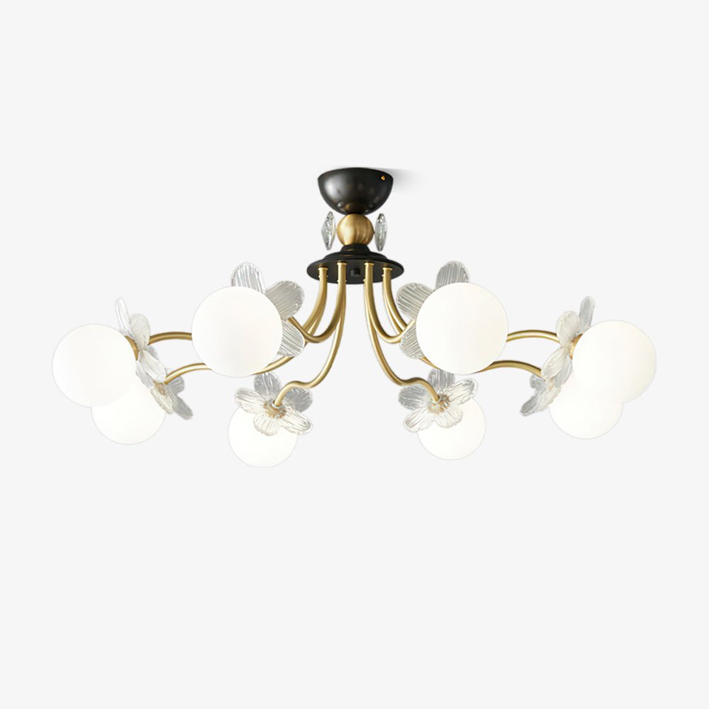 Chandelier en Verre Floral – Éclairage Élégant pour Maison et Bureau