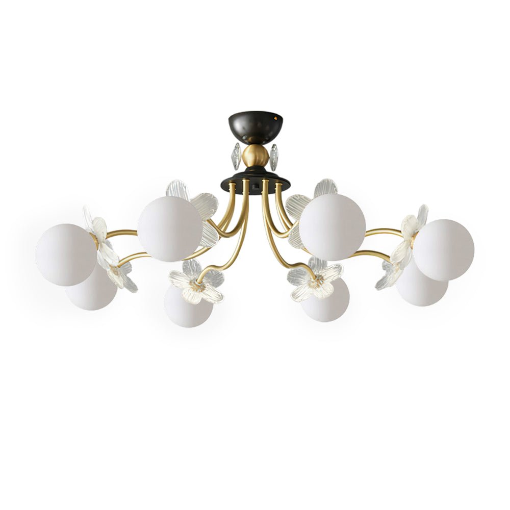 Chandelier en Verre Floral – Éclairage Élégant pour Maison et Bureau