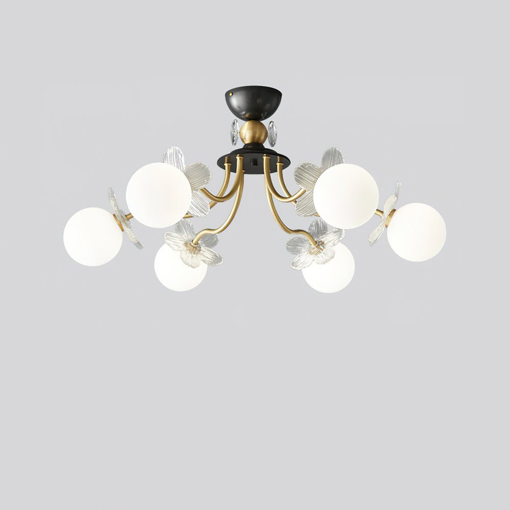 Chandelier en Verre Floral – Éclairage Élégant pour Maison et Bureau