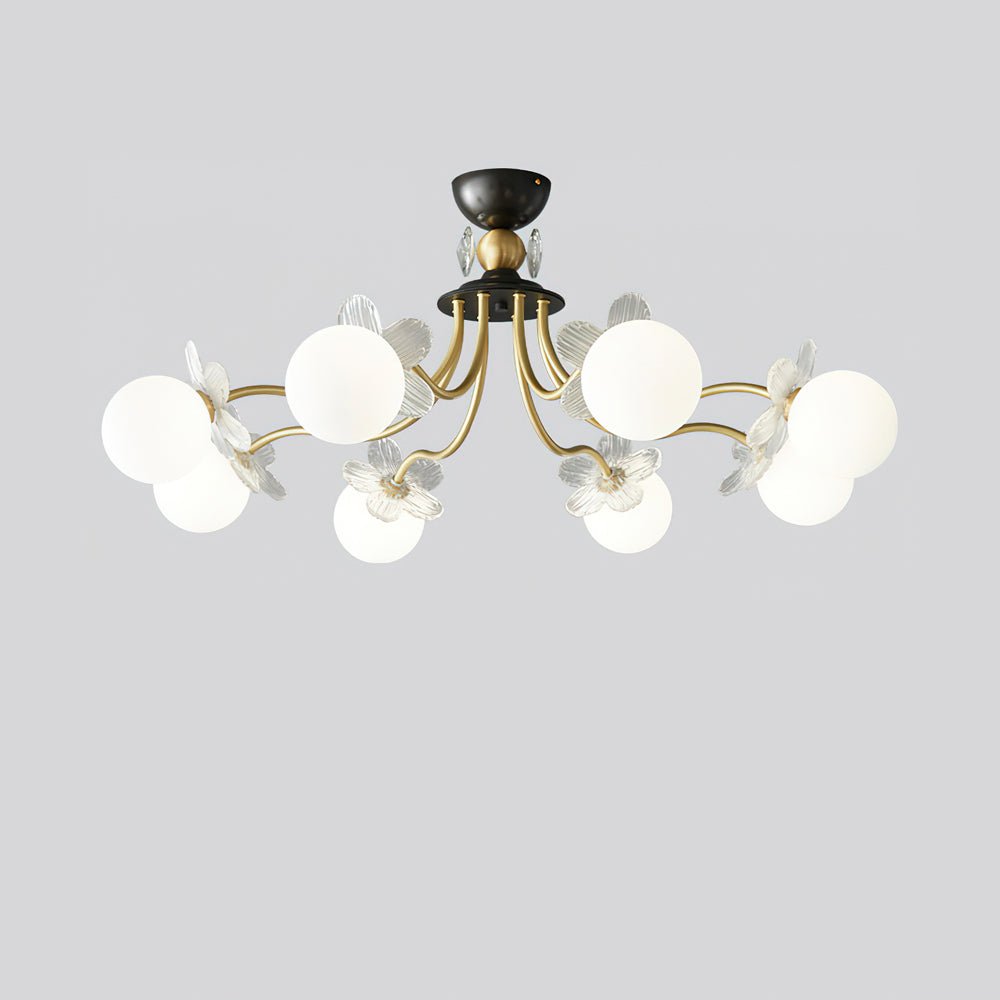 Chandelier en Verre Floral – Éclairage Élégant pour Maison et Bureau