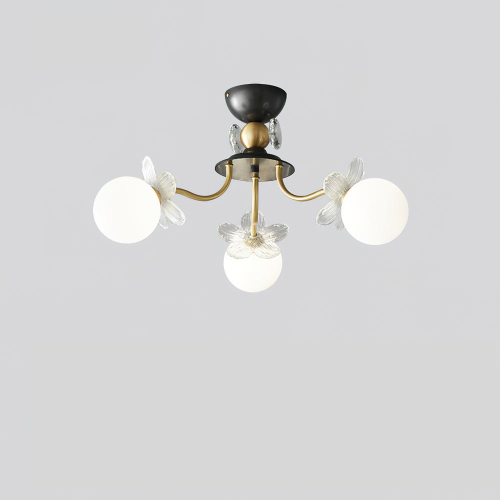 Chandelier en Verre Floral – Éclairage Élégant pour Maison et Bureau