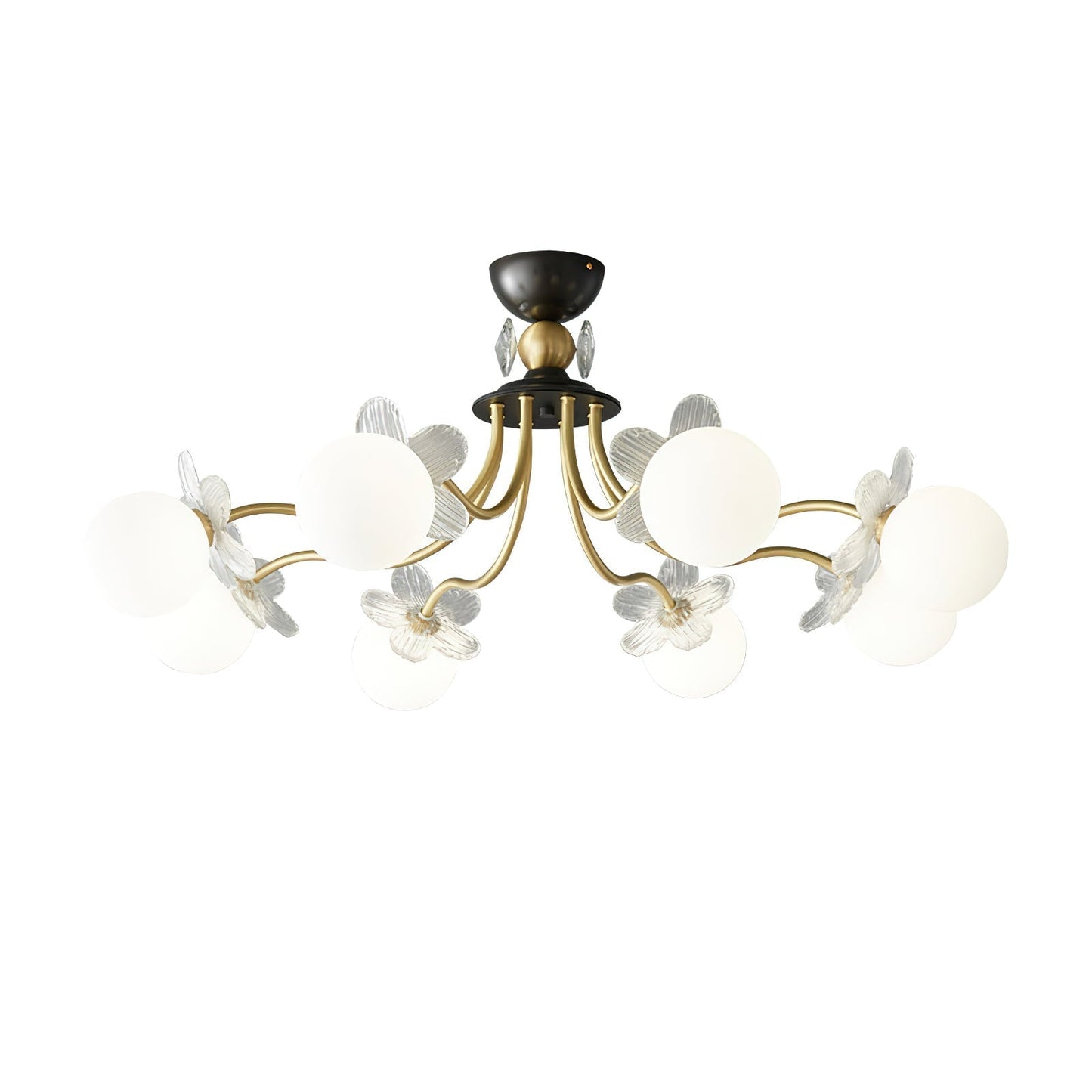 Chandelier en Verre Floral – Éclairage Élégant pour Maison et Bureau