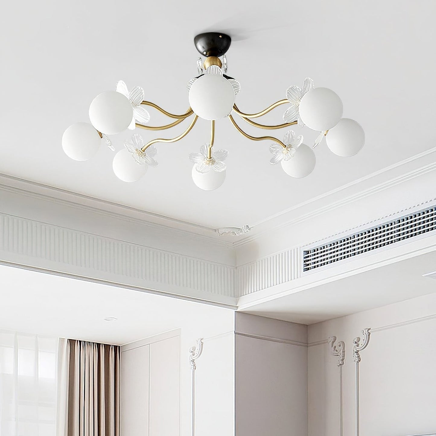 Chandelier en Verre Floral – Éclairage Élégant pour Maison et Bureau