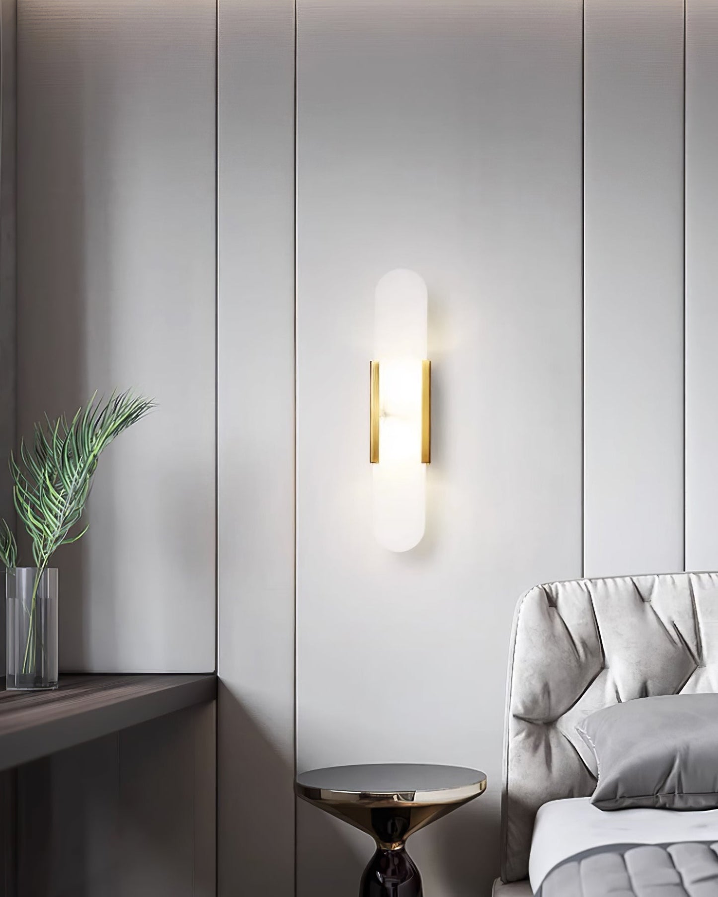 Applique Murale en Albâtre – Lampe murale élégante avec accent en laiton décoratif