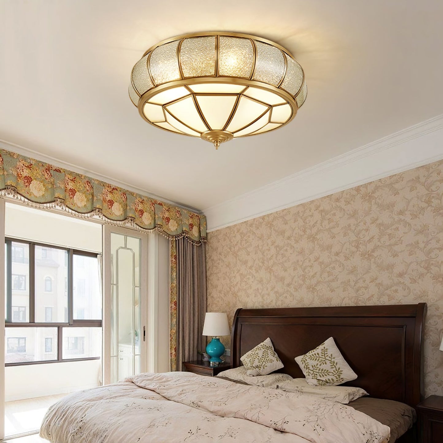 Lampe plafond ronde – Applique en verre texturé pour déco maison et bureau