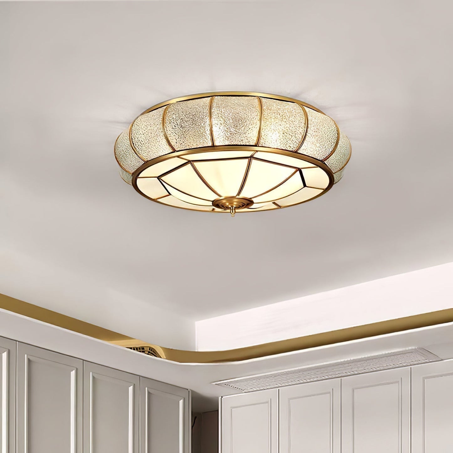 Lampe plafond ronde – Applique en verre texturé pour déco maison et bureau
