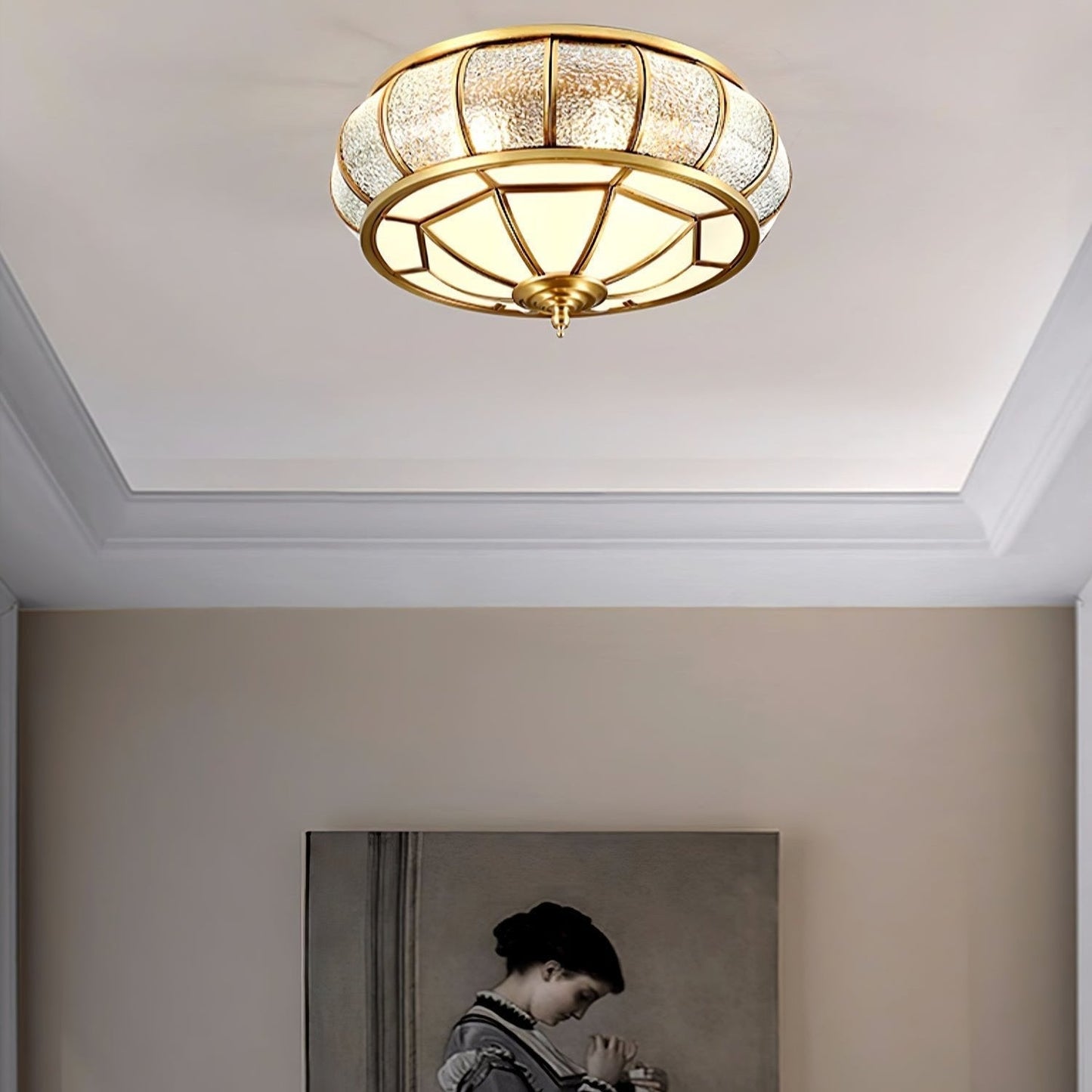 Lampe plafond ronde – Applique en verre texturé pour déco maison et bureau