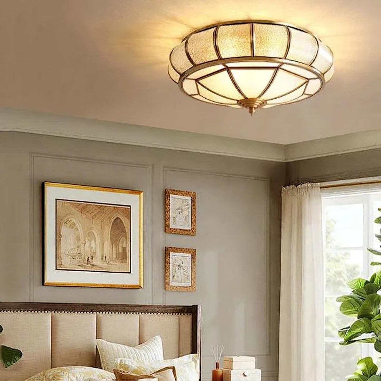 Lampe plafond ronde – Applique en verre texturé pour déco maison et bureau