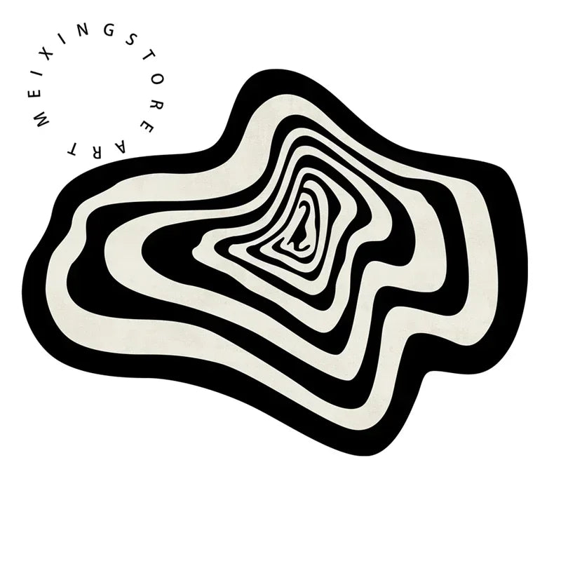 Tapis géométrique noir et blanc – Tapis moderne élégant pour salon et déco intérieure