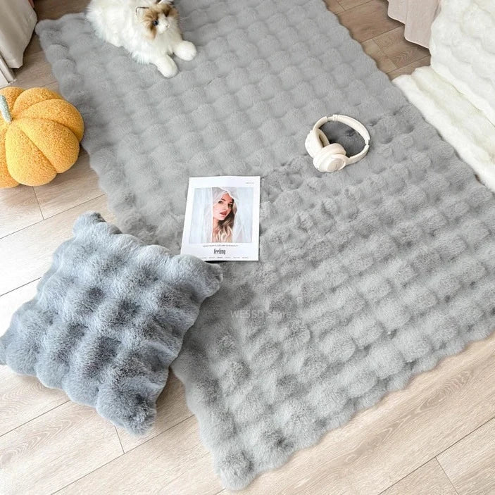 Tapis en fausse fourrure – Tapis ultra-doux et confortable pour décoration intérieure