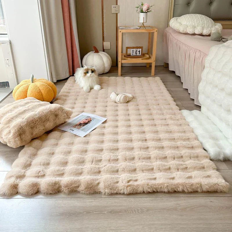 Tapis en fausse fourrure – Tapis ultra-doux et confortable pour décoration intérieure