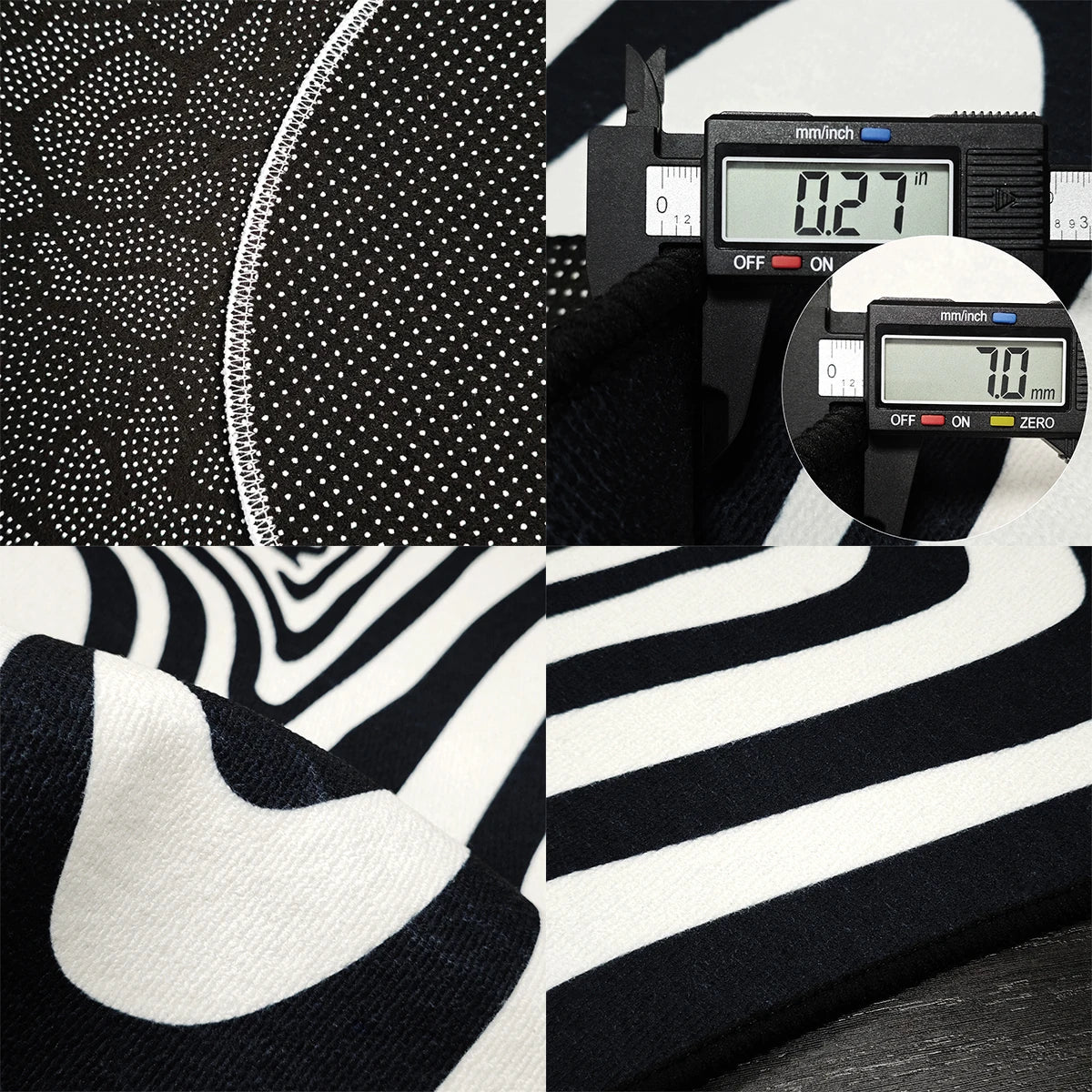 Tapis géométrique noir et blanc – Tapis moderne élégant pour salon et déco intérieure