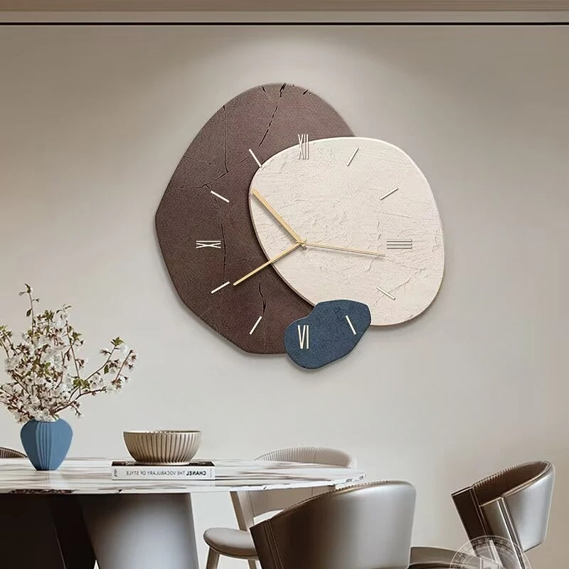 Horloge Murale en Bois – Décoration Esthétique Bureau avec Lampe USB Moderne