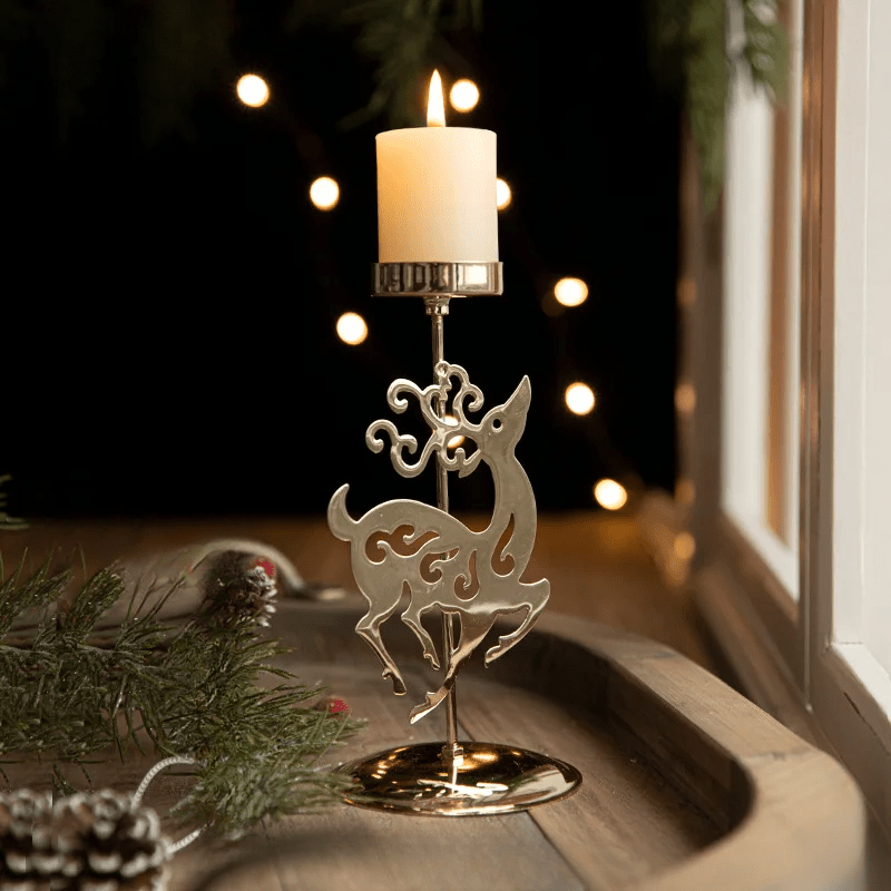Support de bougie chauffe-plat Noël – Décoration intérieure arbre étoile festive