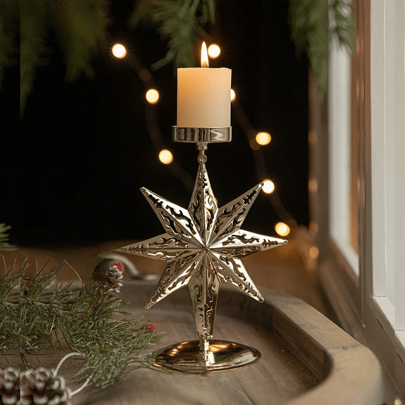 Support de bougie chauffe-plat Noël – Décoration intérieure arbre étoile festive