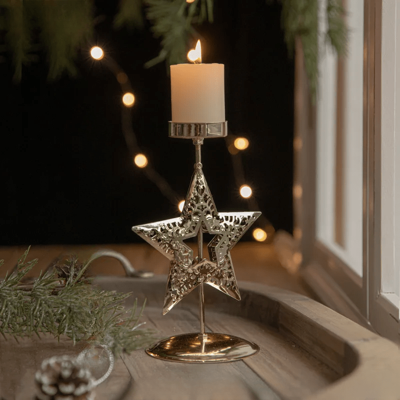 Support de bougie chauffe-plat Noël – Décoration intérieure arbre étoile festive