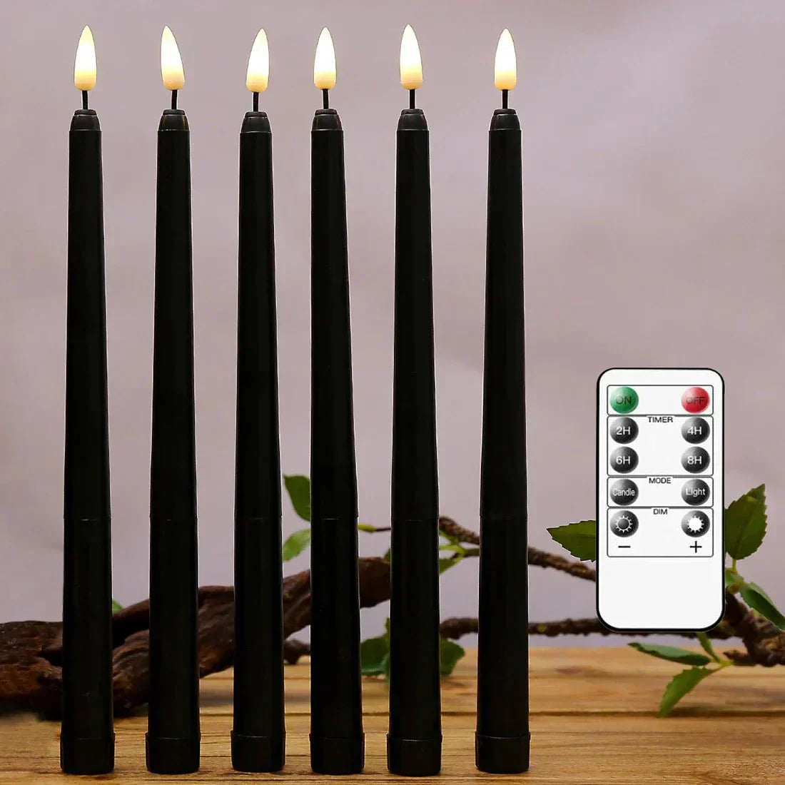 Bougies LED Noires – Bougies décoratives avec télécommande pour Halloween et fêtes