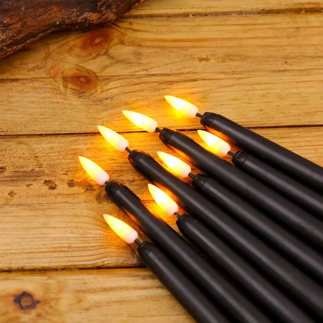 Bougies LED Noires – Bougies décoratives avec télécommande pour Halloween et fêtes