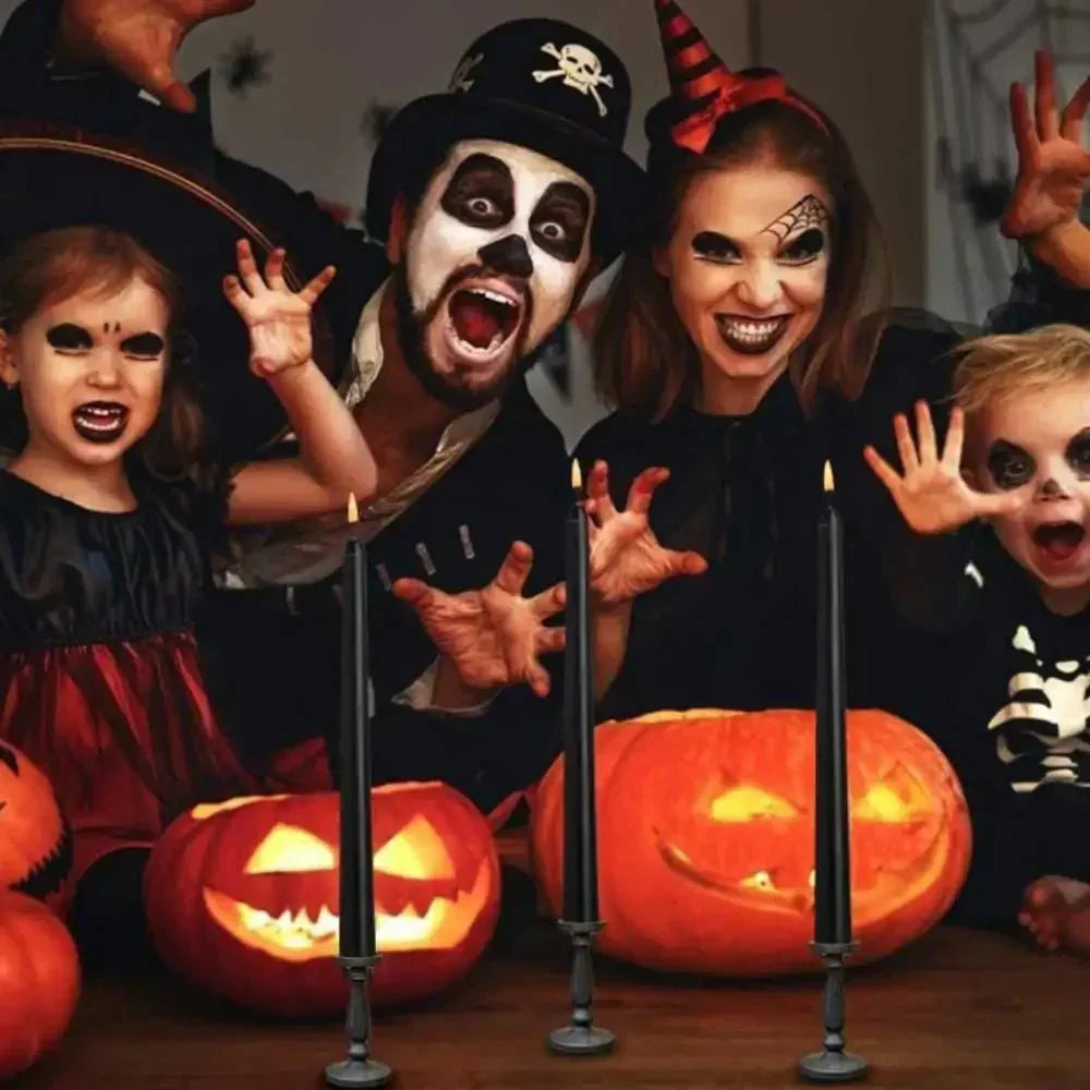 Bougies LED Noires – Bougies décoratives avec télécommande pour Halloween et fêtes