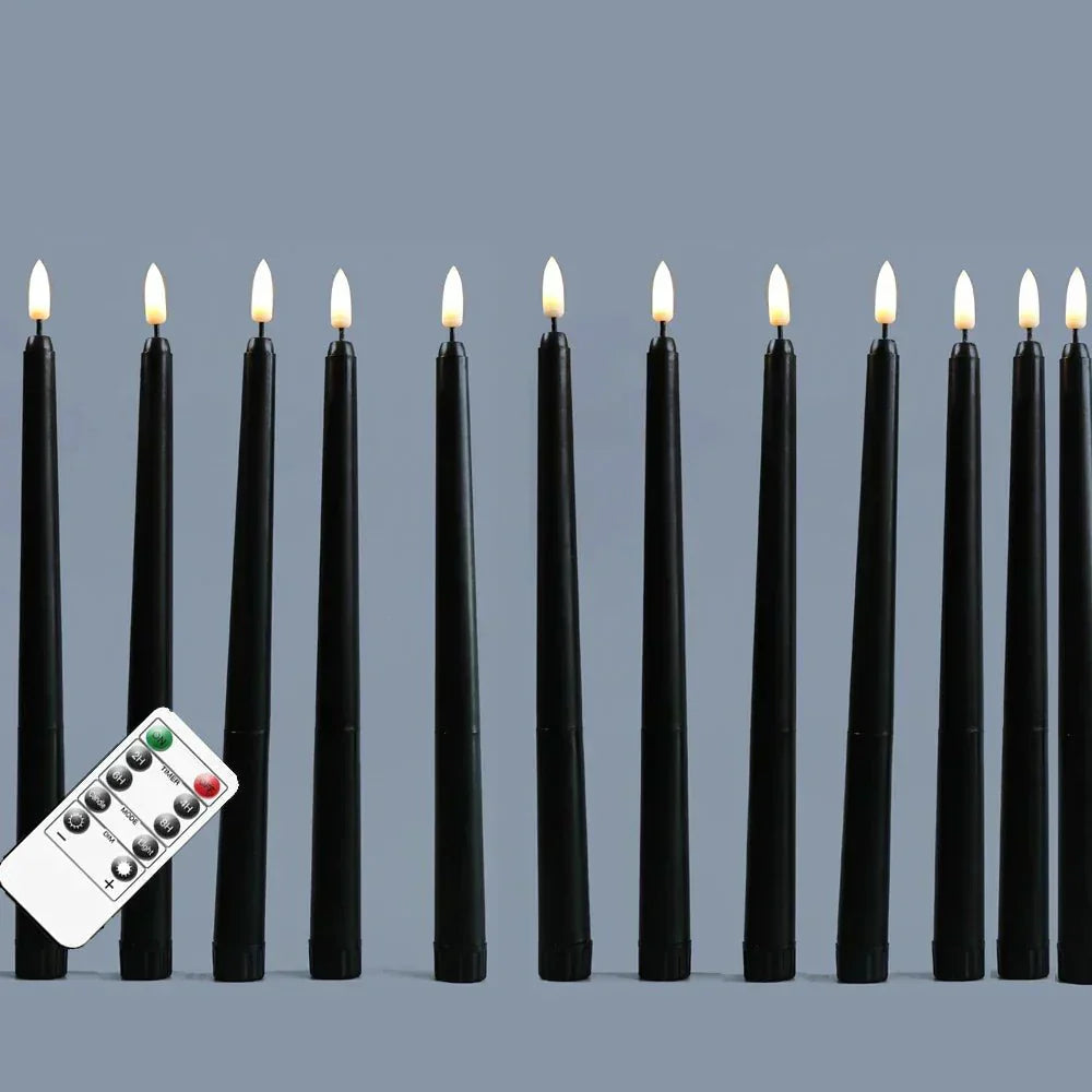 Bougies LED Noires – Bougies décoratives avec télécommande pour Halloween et fêtes