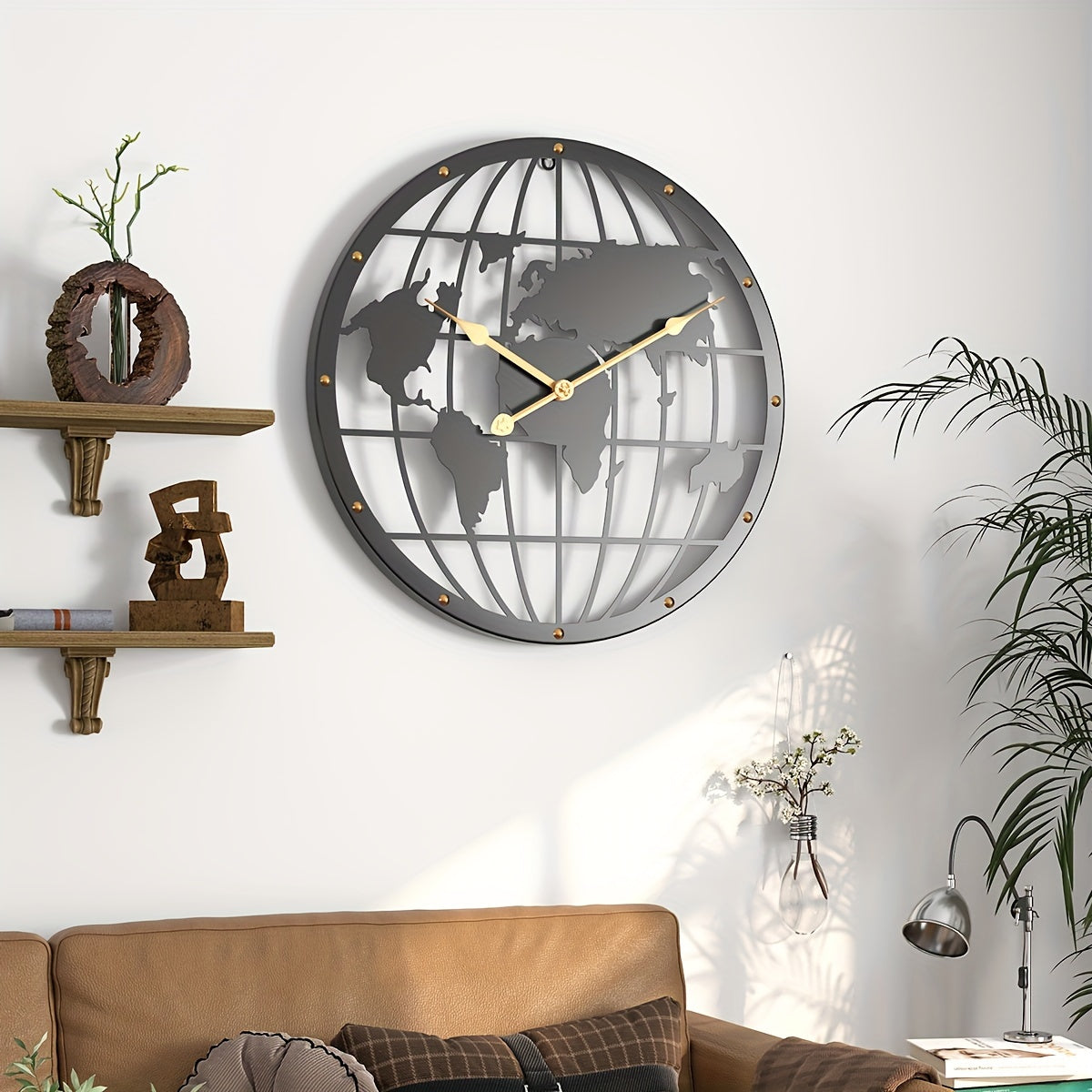 Horloge Murale Métallique 40 cm – Décoration Maison avec Chiffres Dorés Élégants