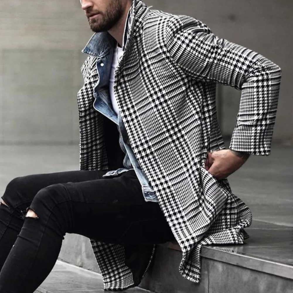 Manteau à carreaux homme – Veste élégante en laine pour automne