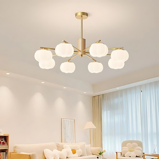 Chandelier en Bois Moderne – Éclairage Élégant en Coton pour Salon Chic