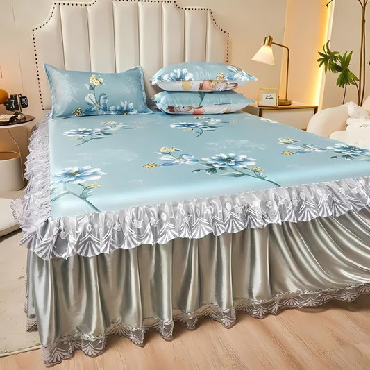 Draps de lit en dentelle – Linge de lit élégant à volants pour décoration intérieure