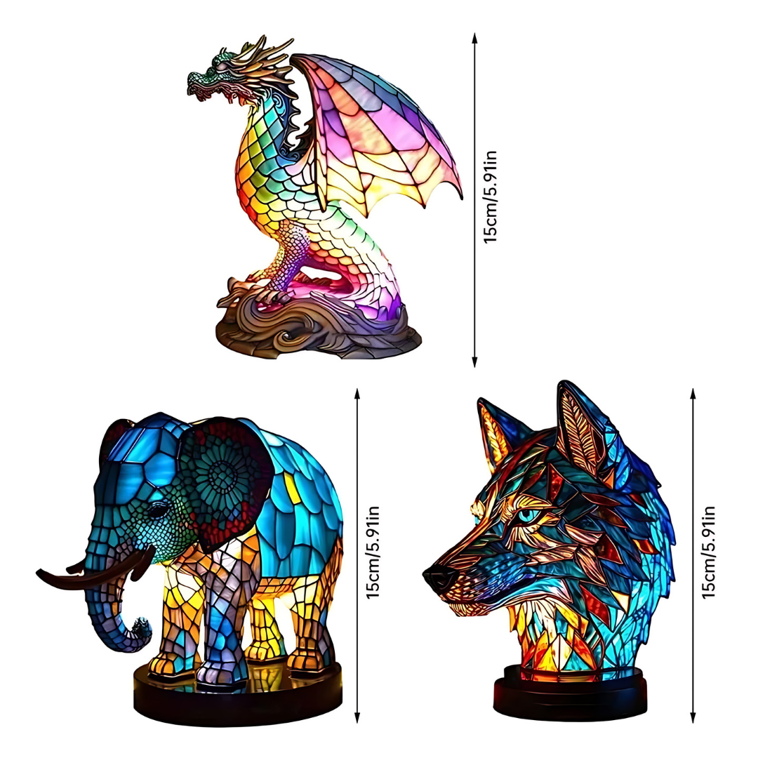 Lampe de Table en Verre – Lampe Soudée avec Motif Animal pour Décoration Maison et Bureau