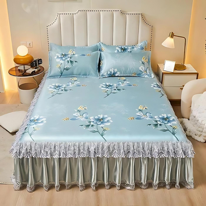 Draps de lit en dentelle – Linge de lit élégant à volants pour décoration intérieure