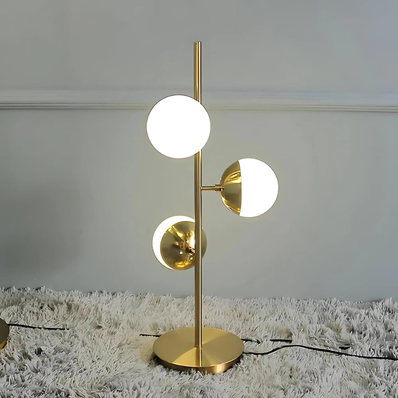 Lampe de Table LED Or – Lampe de Sol avec Boules en Verre Moderne Décorative