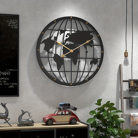 Horloge Murale Métallique 40 cm – Décoration Maison avec Chiffres Dorés Élégants