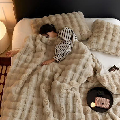 Couverture en Fausse Fourrure – Plaid Doux Double Face Confortable pour Maison et Bureau