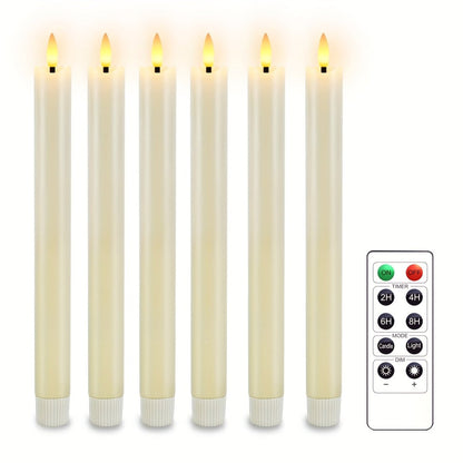 Bougies LED sans Flamme – Ensemble de 6 Bougies Coniques Élégantes et Sûres pour Décoration Maison et Bureau