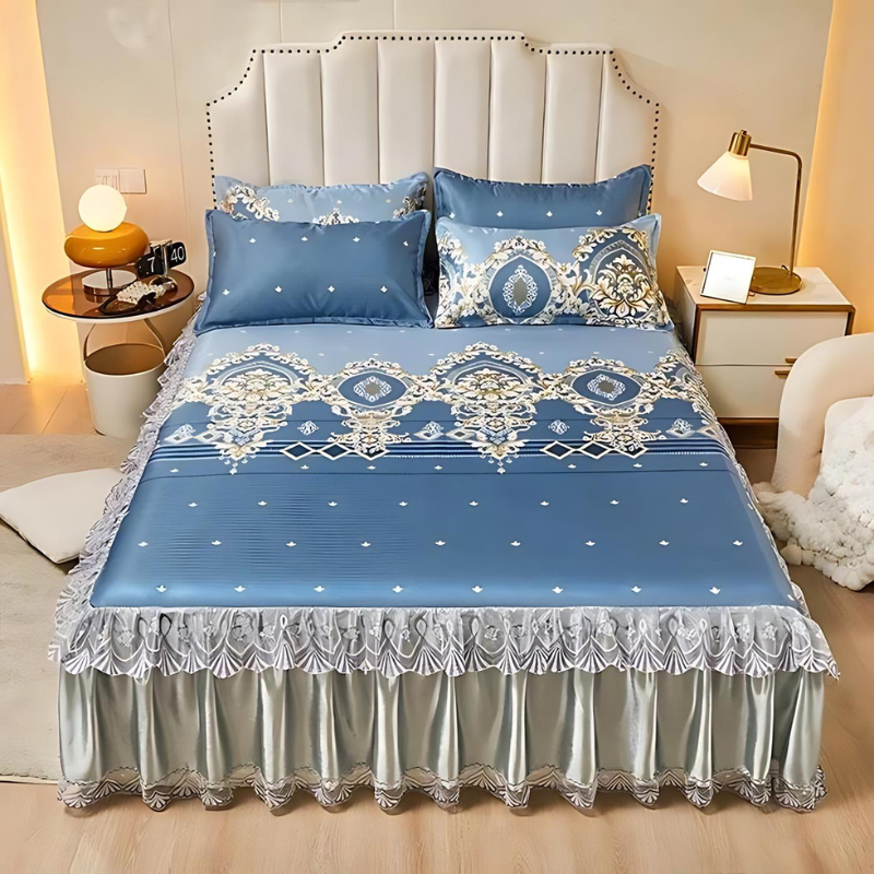 Draps de lit en dentelle – Linge de lit élégant à volants pour décoration intérieure