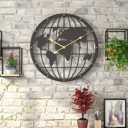 Horloge Murale Métallique 40 cm – Décoration Maison avec Chiffres Dorés Élégants