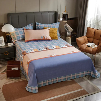 Draps de Lit Coton Vintage – Literie Confort Luxueux pour Maison et Bureau