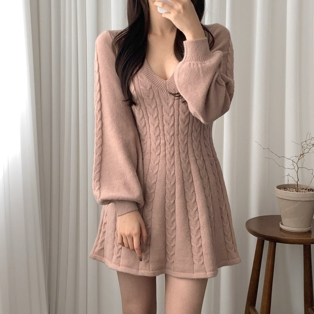 Robe élégante femme – Robe V-neck chic et fluide pour soirée