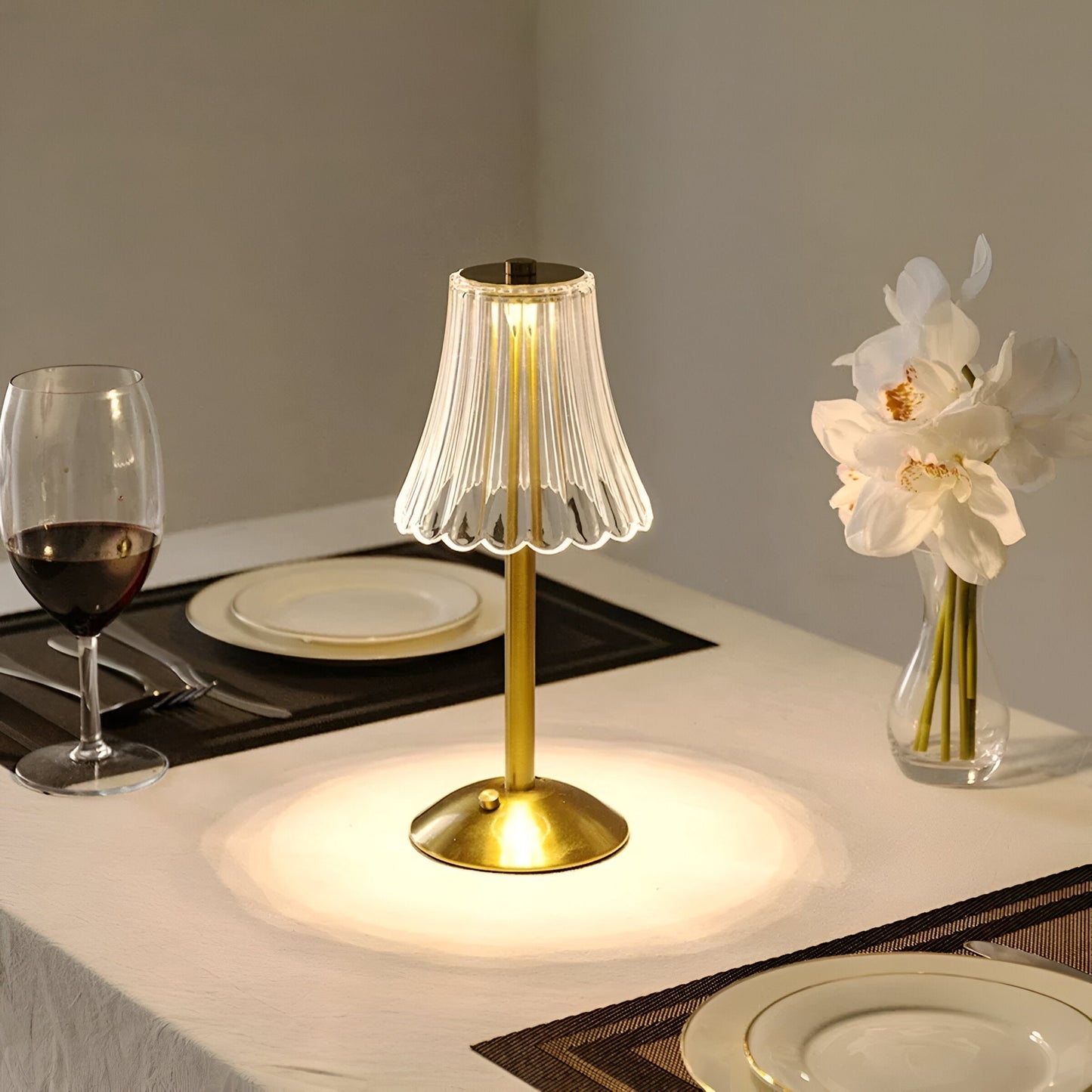 Lampe de table vintage sans fil – Lampe en verre cristallin pour maison et bureau