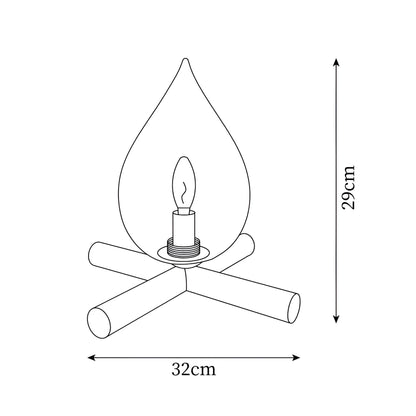 Lampe de table décorative – Lampe de feu de camp avec base en bois chaleureuse