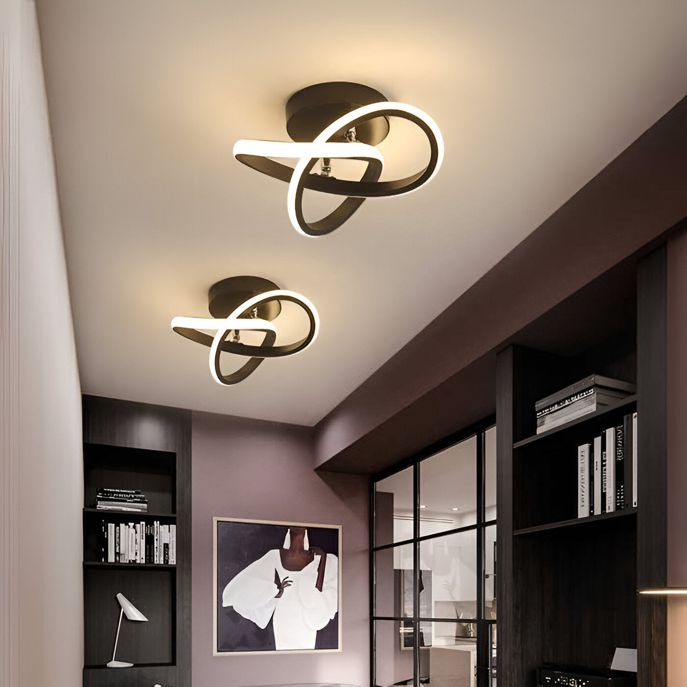Lustre LED Maison – Lampe Élégante en Tourbillon pour Bureau et Décoration